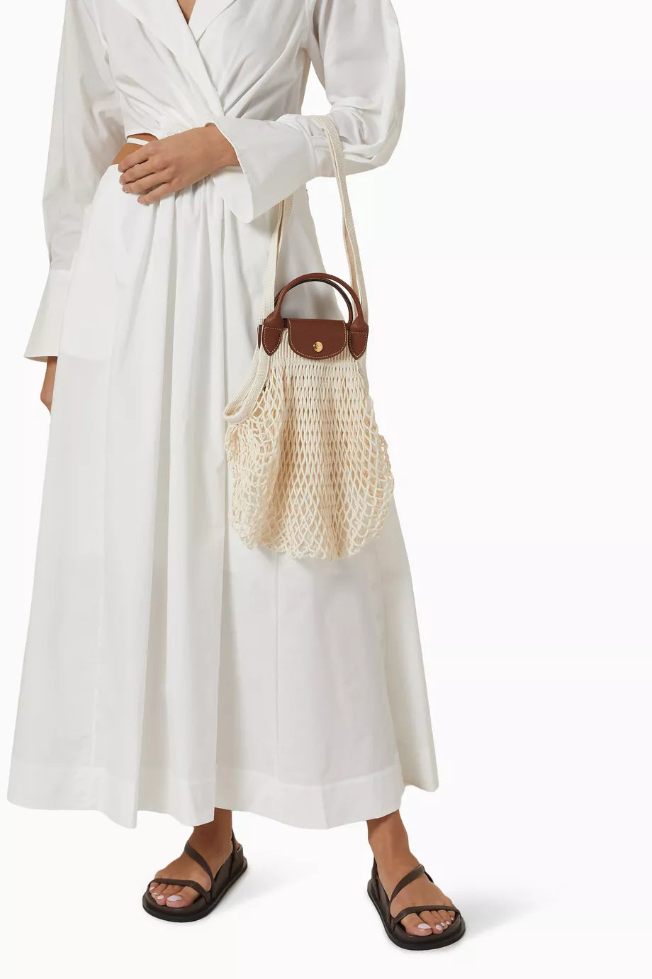 Large Le Pliage Filet Bag in White