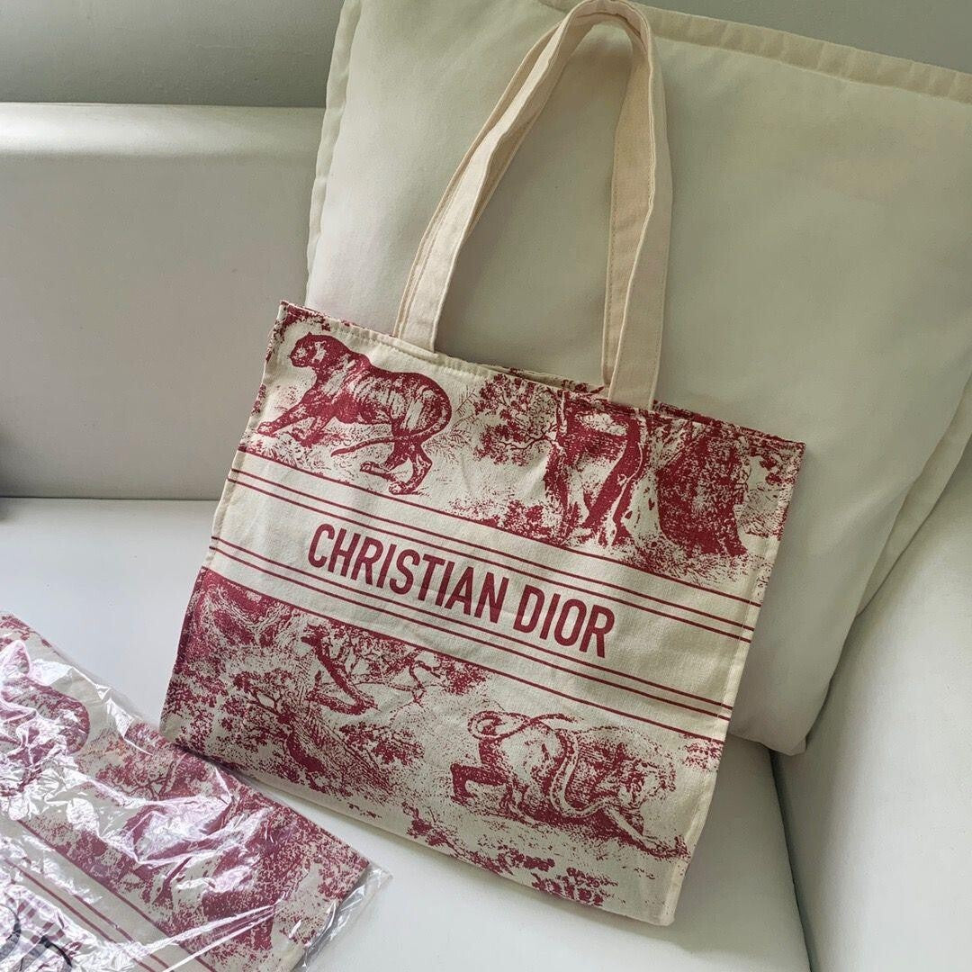 Dior Book Tote Toile de Jouy White Red VIP gift