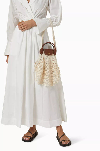 Large Le Pliage Filet Bag in White