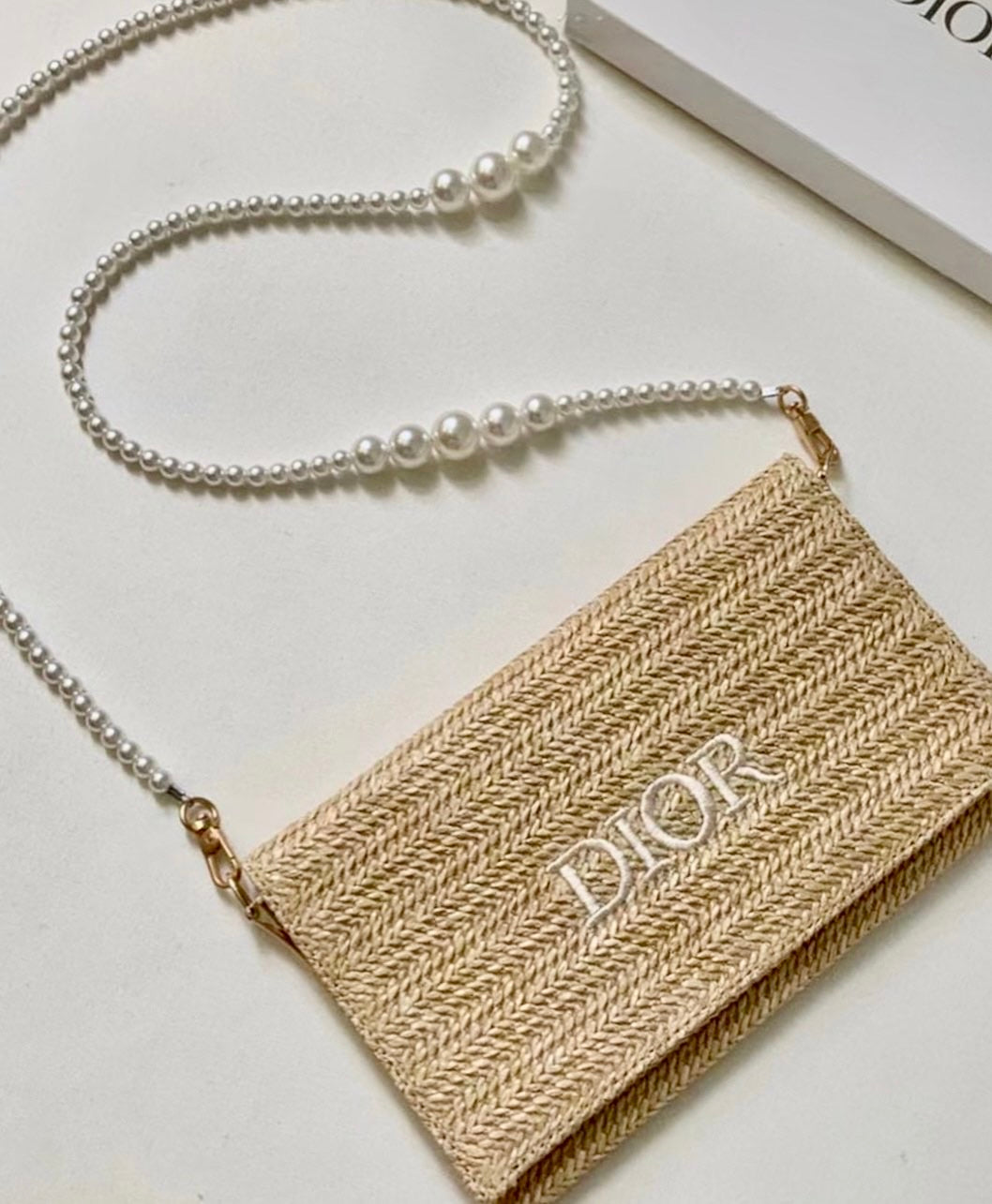 Dior Beauty VIP GWP Converted Straw Raffia Woven Pouch Bag