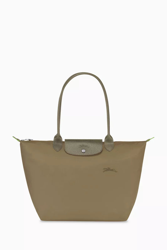 Large Le Pliage Green Tote Bag in Recycled Canvas